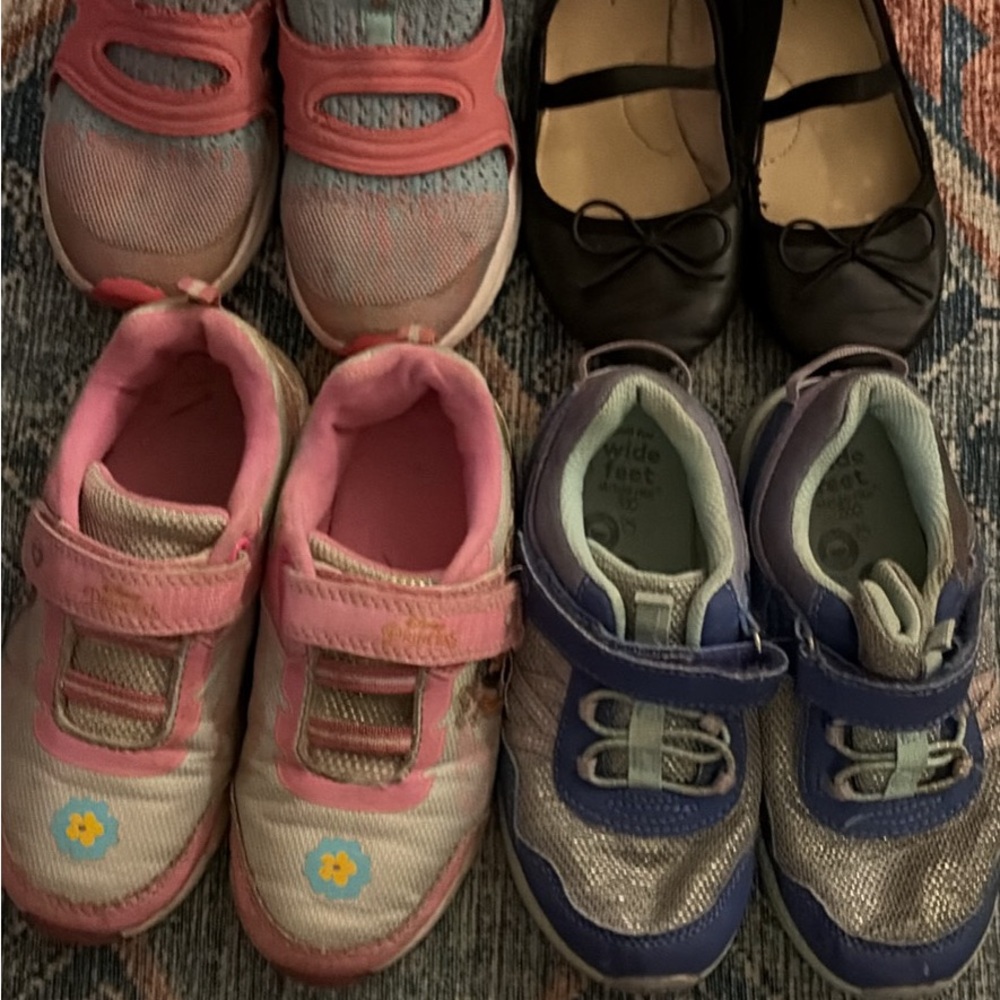 Girls size 12 Athletic Sneakers with Hook-and-Loop Closure and slip ons